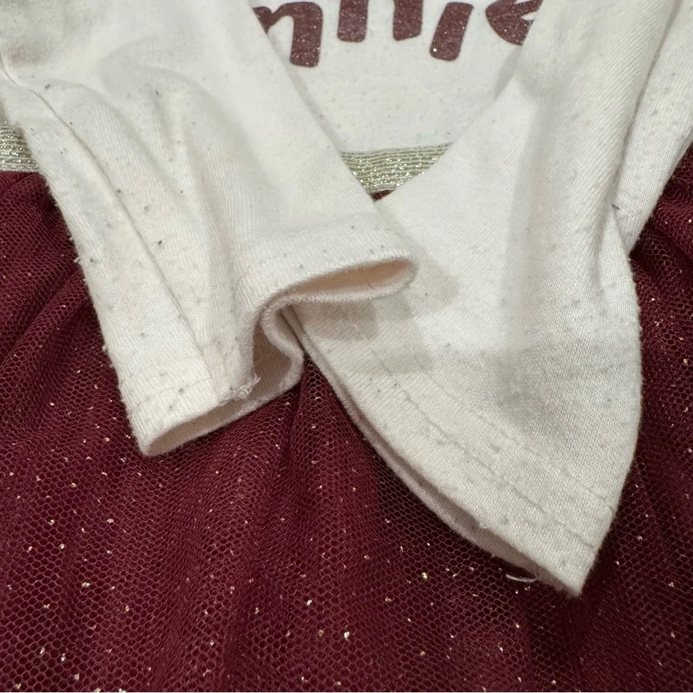 Disney Minnie Mouse toddler tulle dress sz 24 months burgundy & ivory